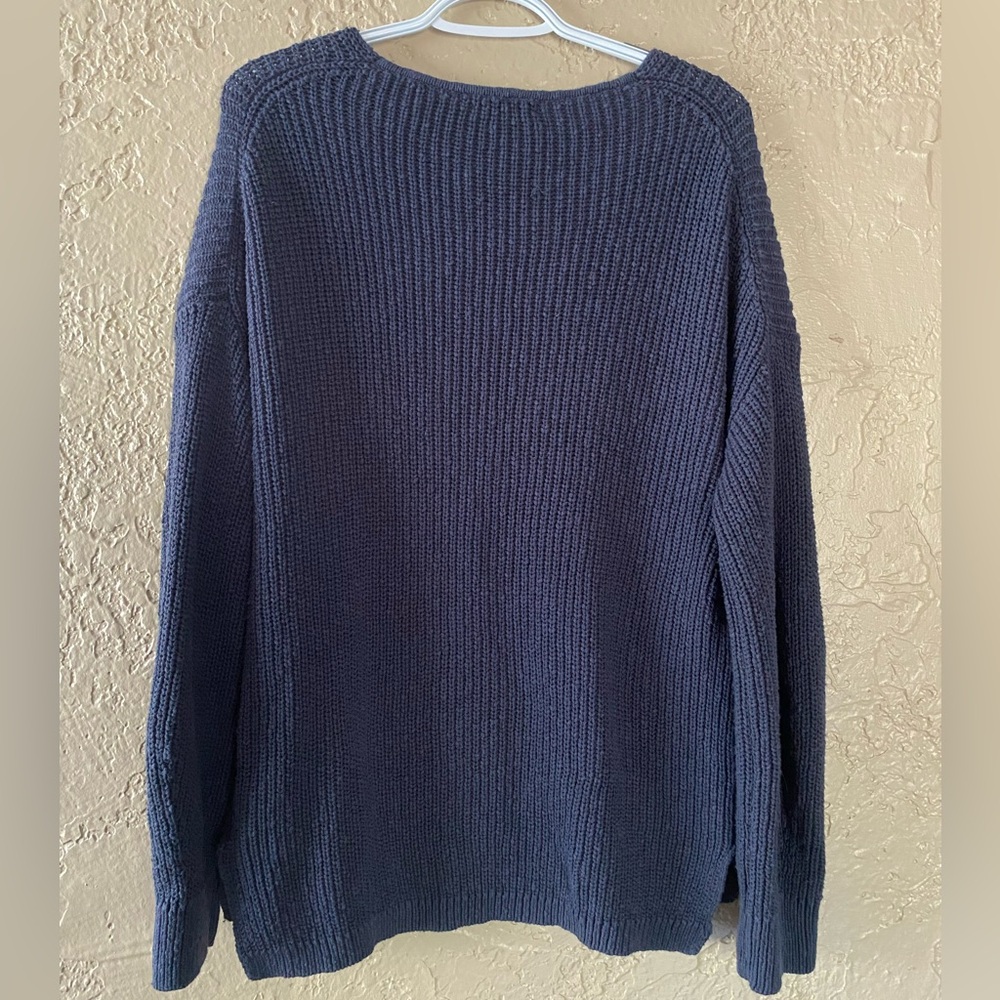 Madewell Deep Blue V Neck Sweater Large - Picture 2 of 7